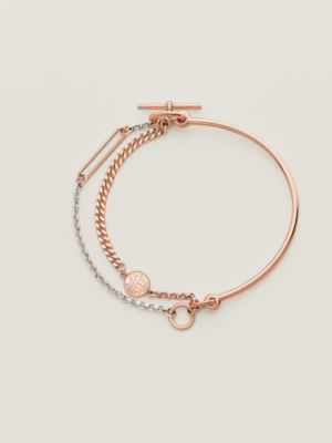Mix and H bracelet, medium model - Rose gold | Hermès USA